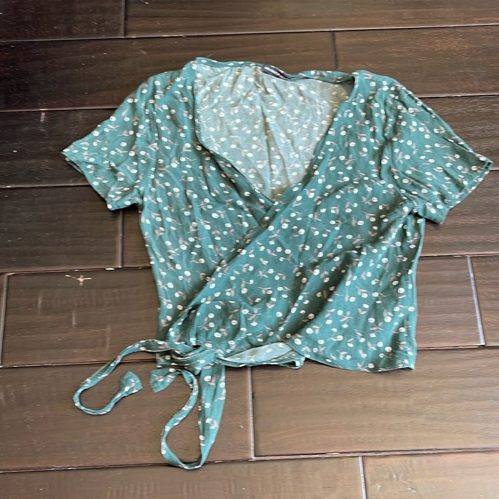 Brandy Melville floral wrap shirt